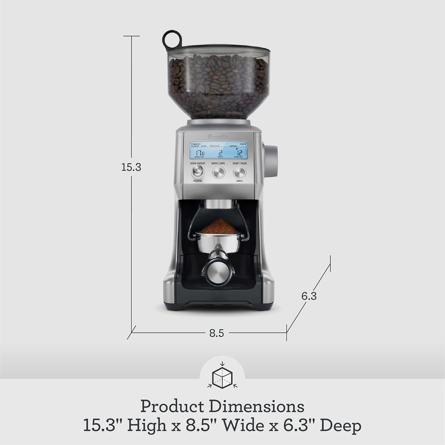 Breville Smart Grinder Pro dimensions for home espresso setup
